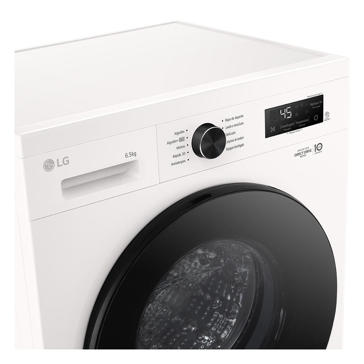 Lavarropas Automático Inverter LG VB-F WO 6.5KG 1200RPM Carga Frontal Blanco